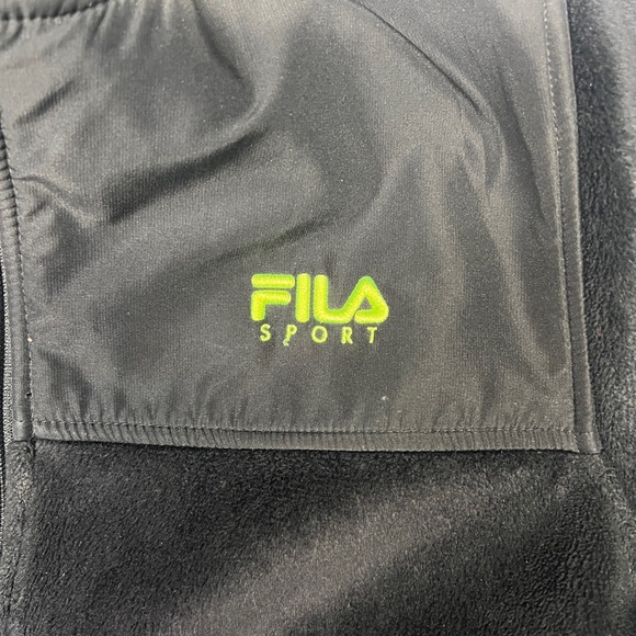 Fila Sport Women's Large Black Fleece Jacket Full Zip High Neck Long Sleeve‎ EUC - Picture 2 of 6
